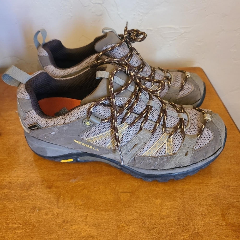 Merrell Womens Gray Brown Athletic Hiking Shoes